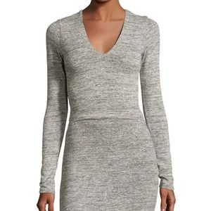 Alice+Olivia Jori crop top space dye gray knit